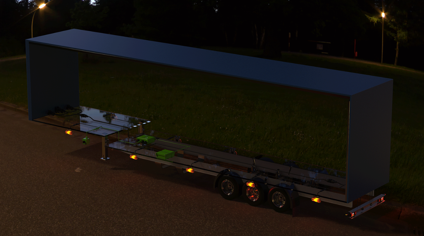 Illuminated parked trailer